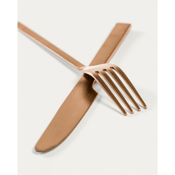 Nerezový příbor 16 ks v měděné barvě Kelda – Kave Home-image-2