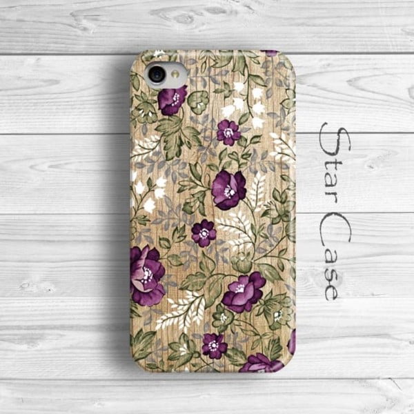 Obal na iPhone 6 Wood Floral Purple