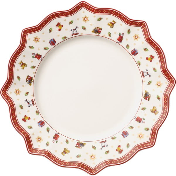 Bílo-červený porcelánový vánoční talíř Toy's Delight Villeroy&Boch, ø 29 cm