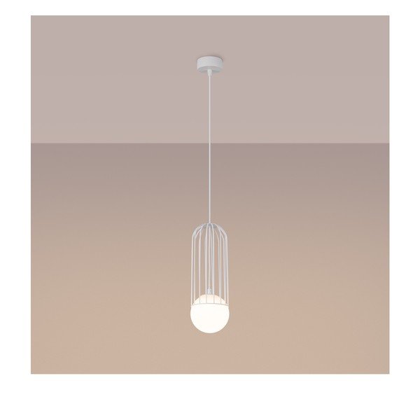 Bílé závěsné svítidlo se skleněným stínidlem Belinda – Sollux-image-2