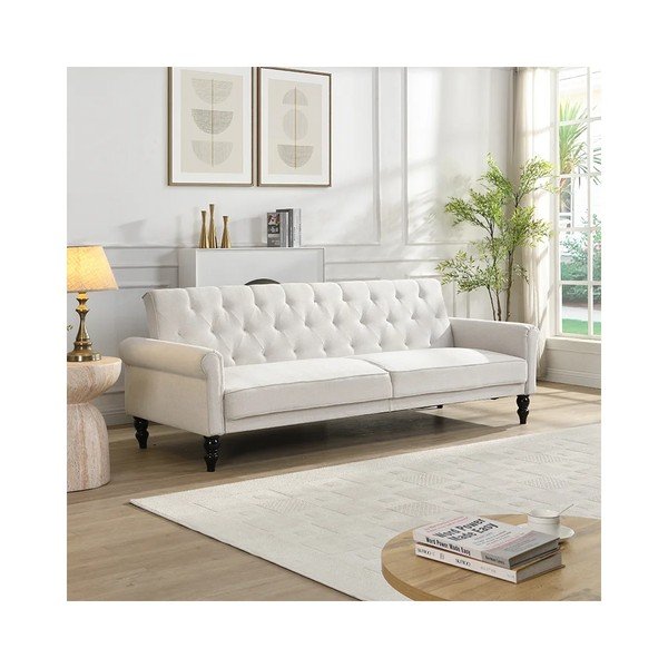 Krémová polohovací/rozkládací pohovka 222 cm Tyne – Støraa-image-1