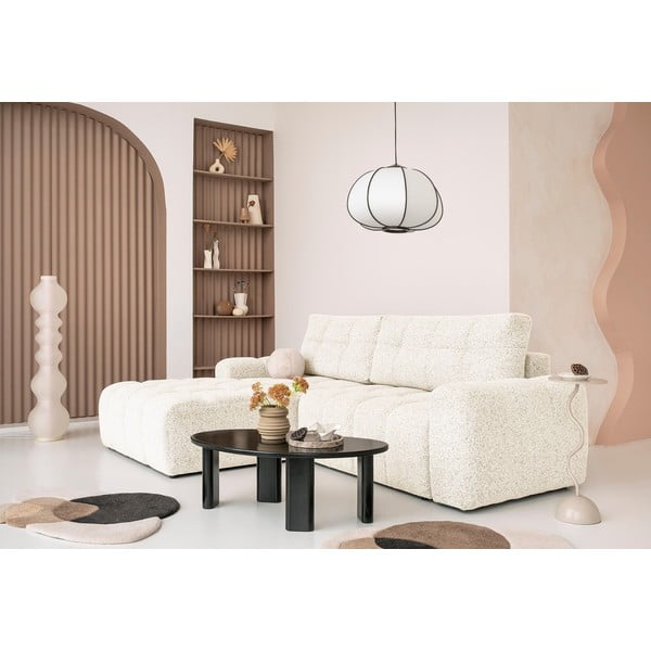 Krémová rozkládací modulární rohová pohovka s úložným prostorem (levý roh) Lulu – Miuform-image-1