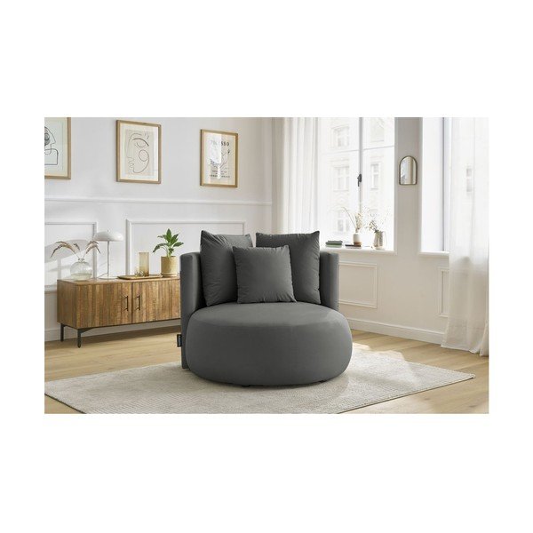 Světle šedé sametové křeslo Cesar – Bobochic Paris-image-1