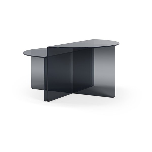 Šedé skleněné kulaté konferenční stolky v sadě 2 ks ø 80 cm Velta – MOME-image-2