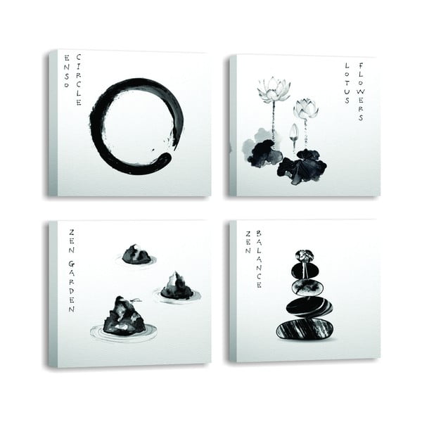Obrazy v sadě 4 ks 30x30 cm Japanese Zen – Wallity