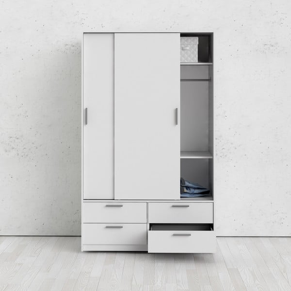 Bílá šatní skříň s posuvnými dveřmi 121x200 cm Line – Tvilum-image-1