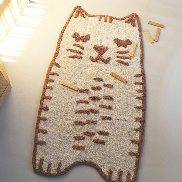 Krémový pratelný ručně tkaný bavlněný dětský koberec 65x120 cm Little Charlie – Nattiot-image-1