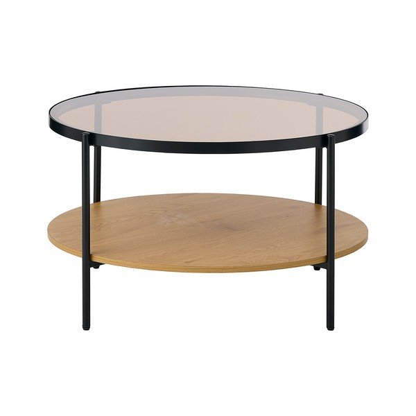 Kulatý konferenční stolek se skleněnou deskou v přírodní barvě ø 84 cm Hassel – Unique Furniture-image-2