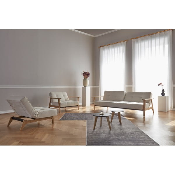 Oranžové rozkládací křeslo s dřevěnými područkami Innovation Splitback-image-1