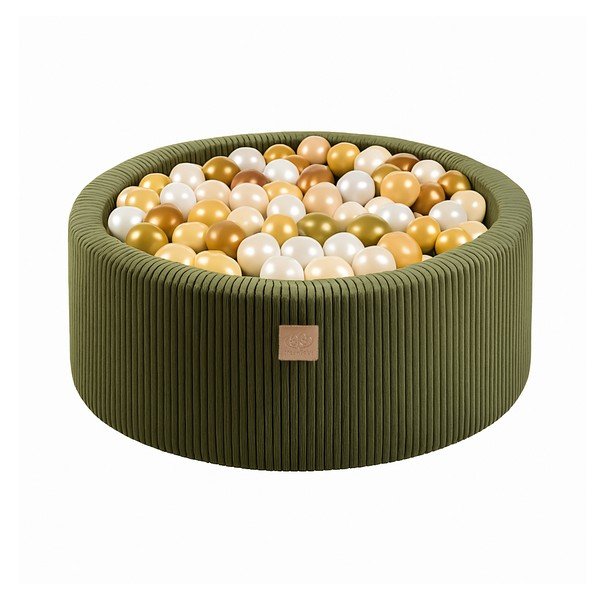 Khaki manšestrový bazének s míčky 90x90x30 cm Montessori – Meowbaby