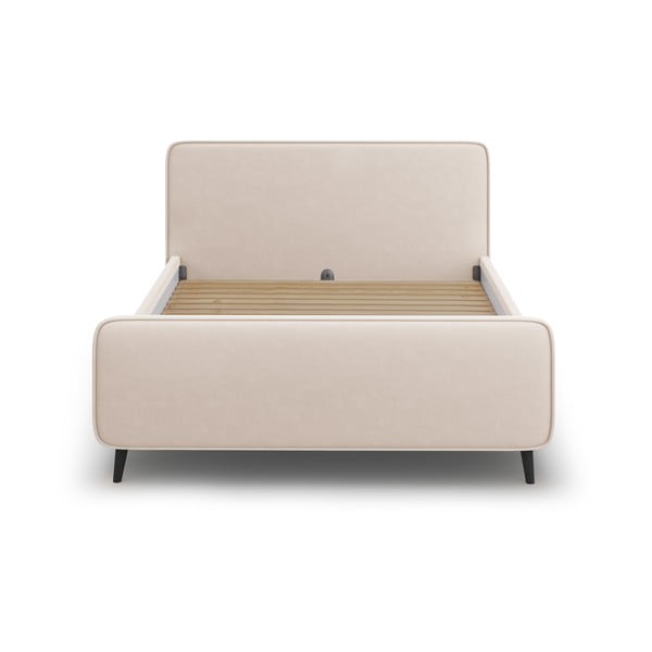 Béžová čalouněná dvoulůžková postel s roštem 160x200 cm Kaia - Micadoni Home-image-1