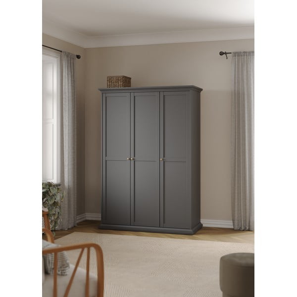 Šedá šatní skříň 139x201 cm Paris – Tvilum-image-1