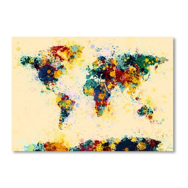 Plakát s pestrobarevnou mapou světa Americanflat Colors, 60 x 42 cm