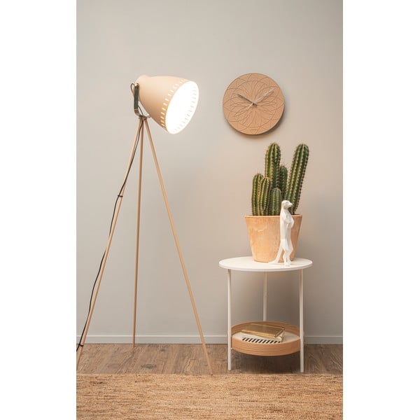 Pískově hnědá stojací lampa s detaily ve stříbrné barvě Leitmotiv Mingle-image-1