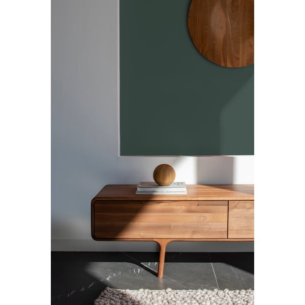 Hnědý TV stolek z ořechového dřeva 220x45x45 cm Fawn – Gazzda-image-3