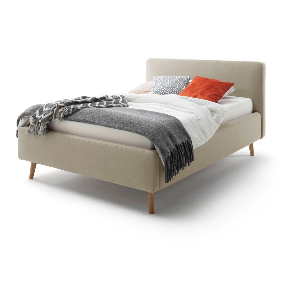 Šedohnědá dvoulůžková postel s roštem a úložným prostorem Meise Möbel Mattis, 140 x 200 cm