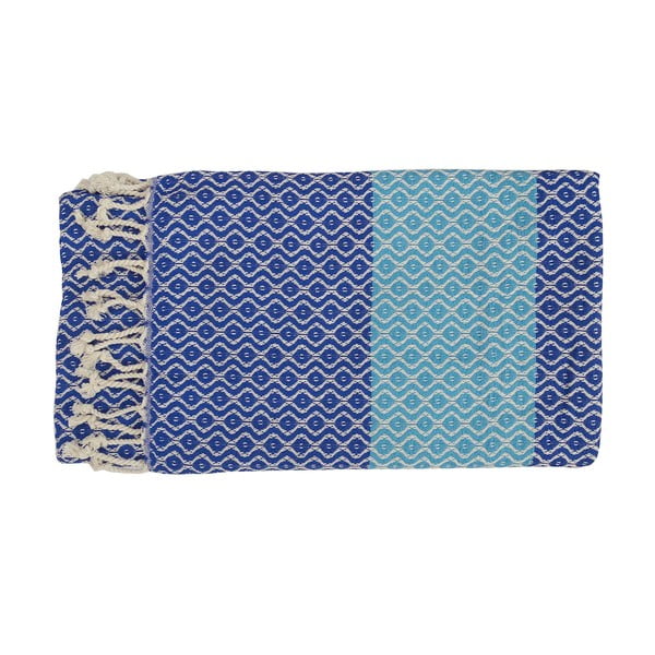 Modrá ručně tkaná osuška z prémiové bavlny Homemania Oasa Hammam, 100 x 180 cm