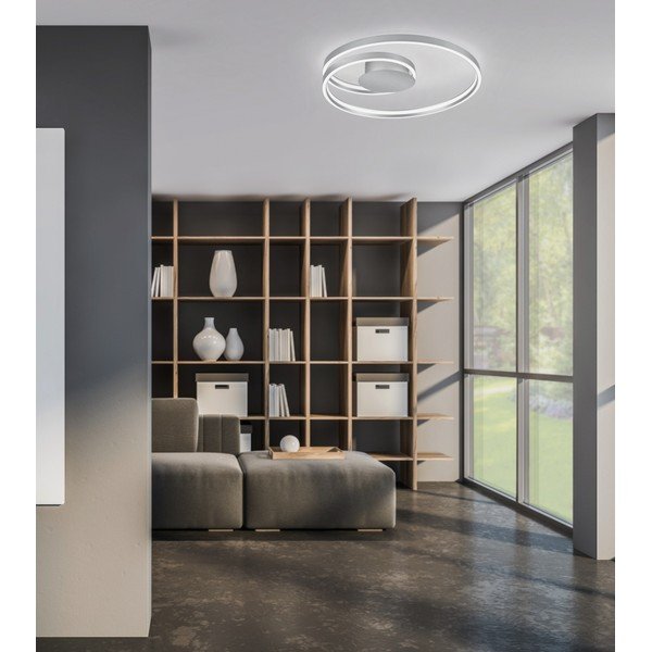 Šedé LED stropní svítidlo s hlasovým ovládáním/s ovládáním pomocí mobilní aplikace s kovovým stínidlem Ciola – CINQUE-image-1