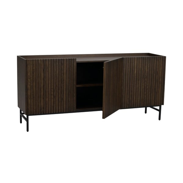 Tmavě hnědá nízká komoda z dubového dřeva 160x75 cm Halifax - Rowico-image-4