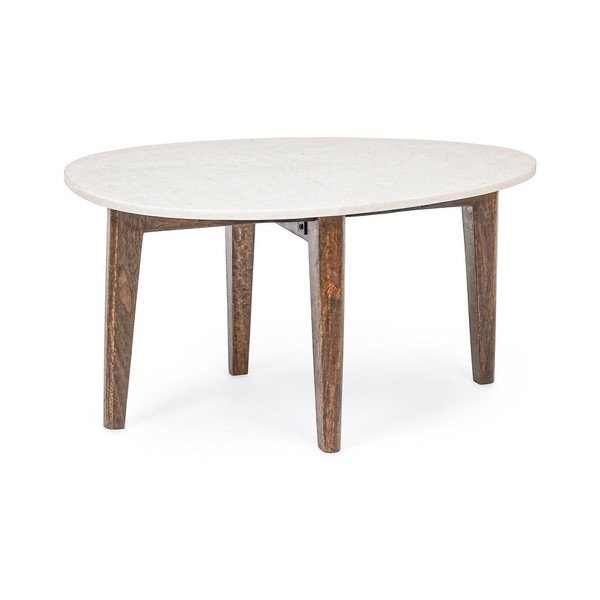 Bílý/v přírodní barvě konferenční stolek s mramorovou deskou  50x70 cm Sylvester – Bizzotto