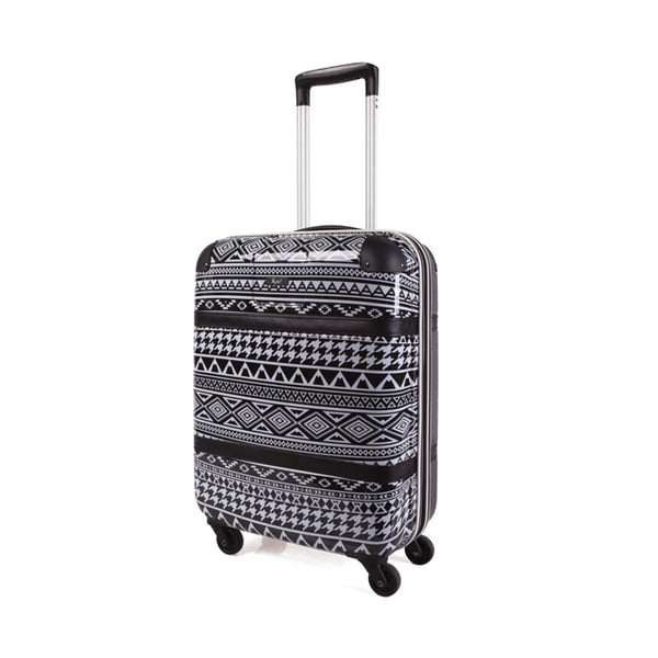 Černo-bílý vzorovaný cestovní kufr SKPA-T