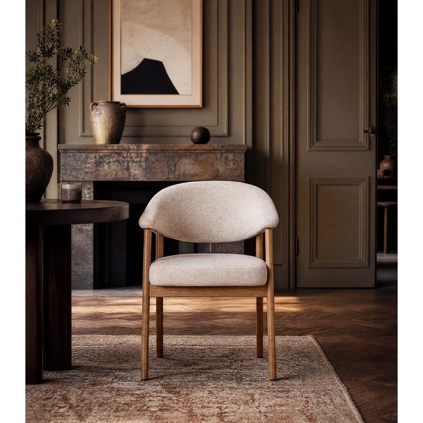 Krémová jídelní křesla v sadě 2 ks s područkami z dubového dřeva Elk – Unique Furniture-image-3
