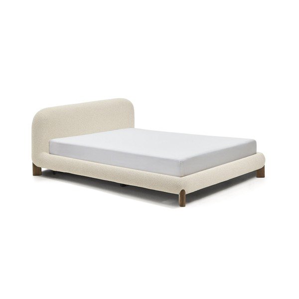 Béžová čalouněná dvoulůžková postel bez roštu 180x200 cm Odina – Kave Home