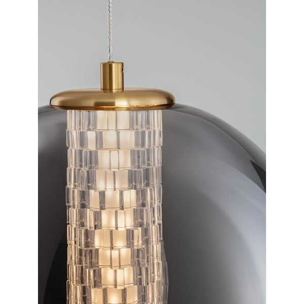 Šedé kovové LED závěsné svítidlo se skleněným stínidlem ø 22 cm Navi – Nova Luce-image-2