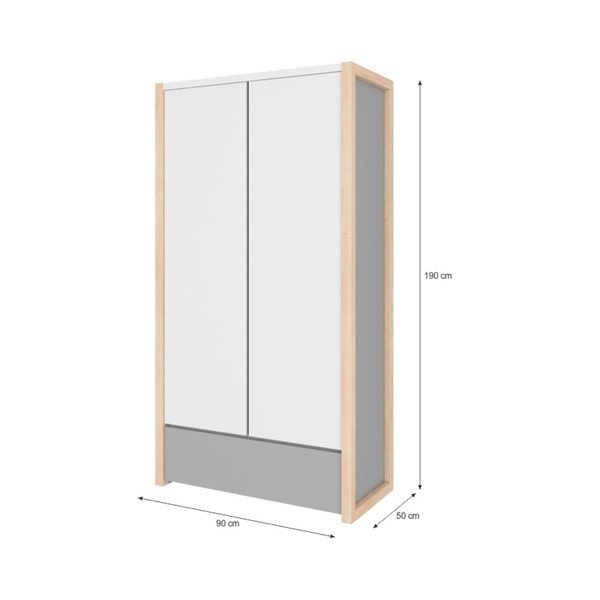 Šedá dvoudveřová šatní skříň BELLAMY Pinette-image-2