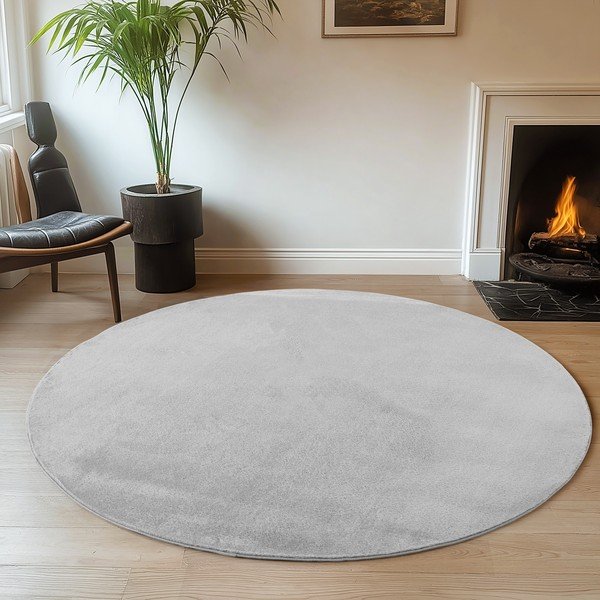 Světle šedý pratelný kulatý koberec ø 160 cm Joy – Ayyildiz Carpets-image-1