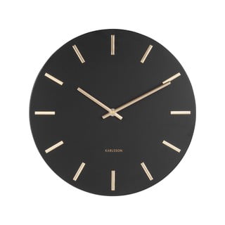 Černé nástěnné hodiny s ručičkami ve zlaté barvě Karlsson Charm, ø 30 cm
