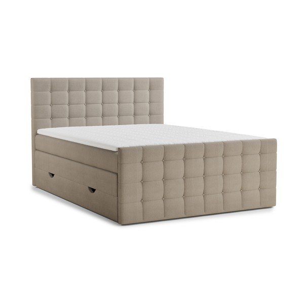 Béžová boxspring postel s úložným prostorem 200x200 cm Tasca – Maison de Rêve