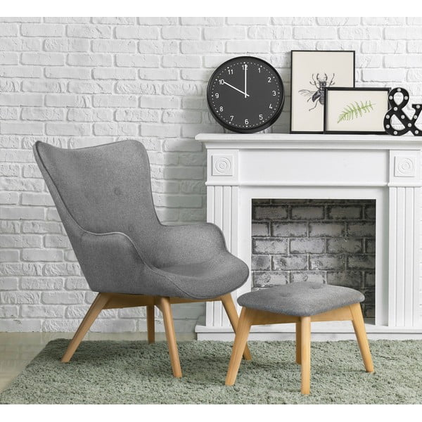 Šedé křeslo s podnožkou Niko – Ropez-image-1