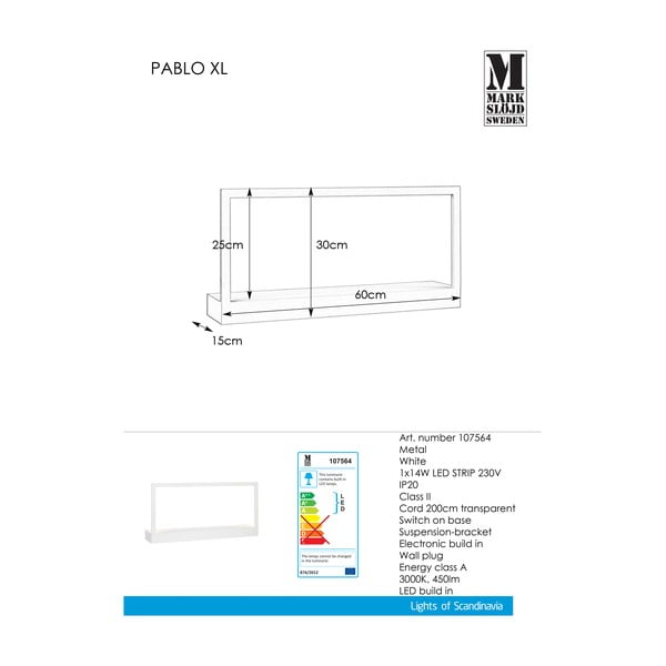 Bílé nástěnné svítidlo Markslöjd Pablo-image-2