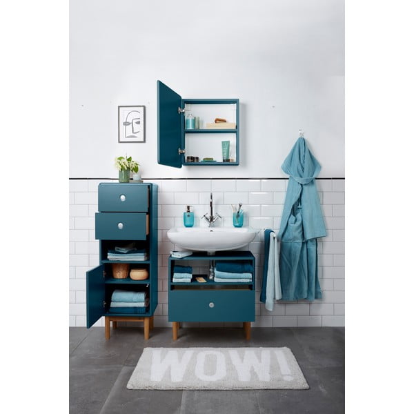 Vysoká závěsná koupelnová skříňka v petrolejové barvě 40x100 cm Color Bath – Tom Tailor-image-3