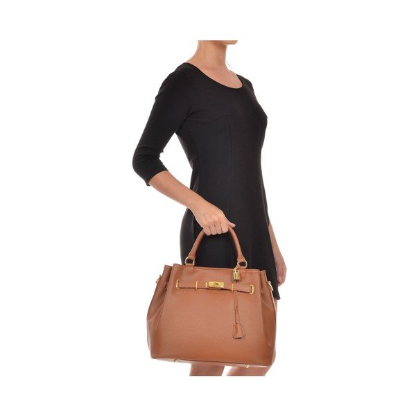 Koňakově hnědá kožená kabelka Isabella Rhea Editta-image-4