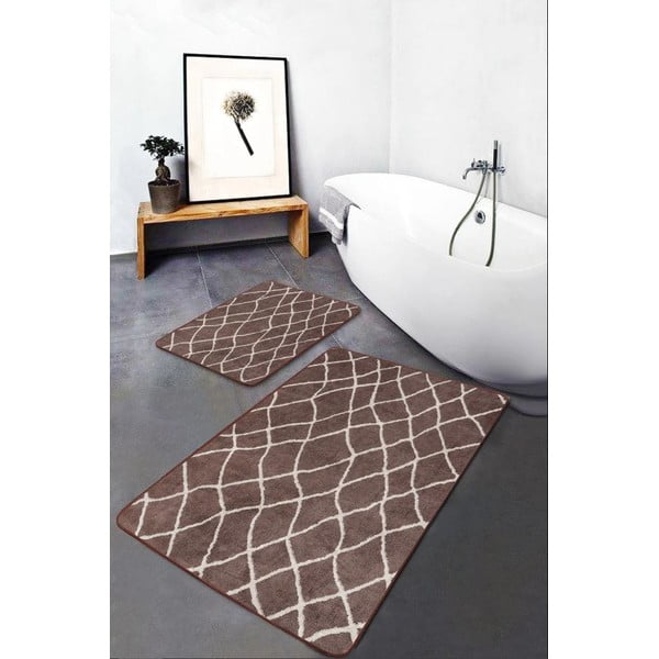 Hnědé sametové koupelnové předložky v sadě 2 ks 60x100 cm – Mila Home-image-4
