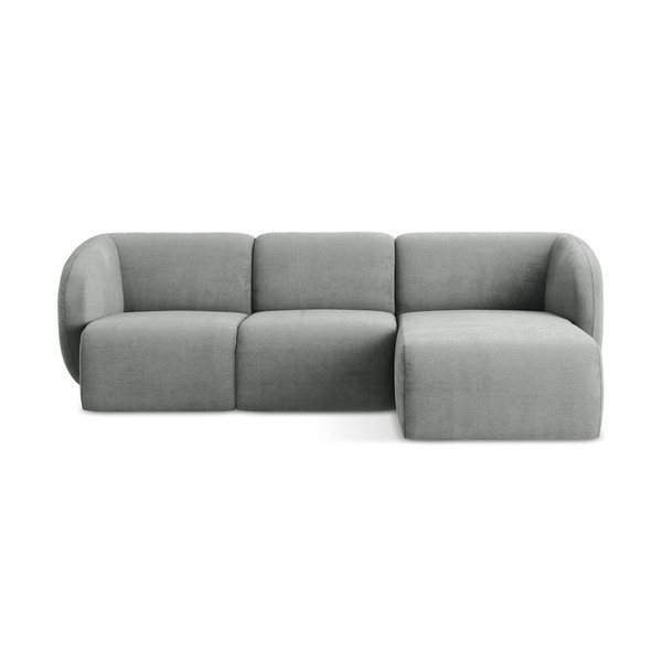 Šedá žinylková rohová pohovka (pravý roh/s lenoškou) Lani – Makamii