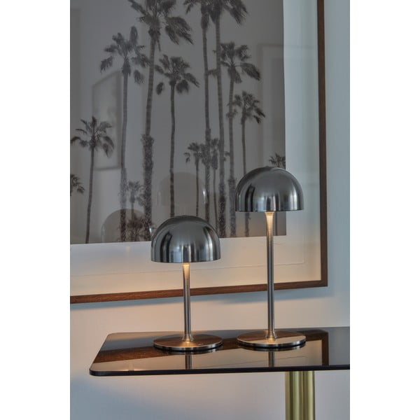 LED stolní lampa na dálkové ovládání ve stříbrné barvě s kovovým stínidlem (výška 30 cm) Tim – Sirius-image-4