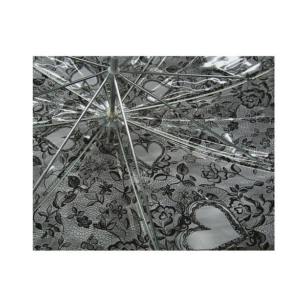 Transparentní holový deštník s černými detaily Birdcage Heart, ⌀ 95 cm-image-1