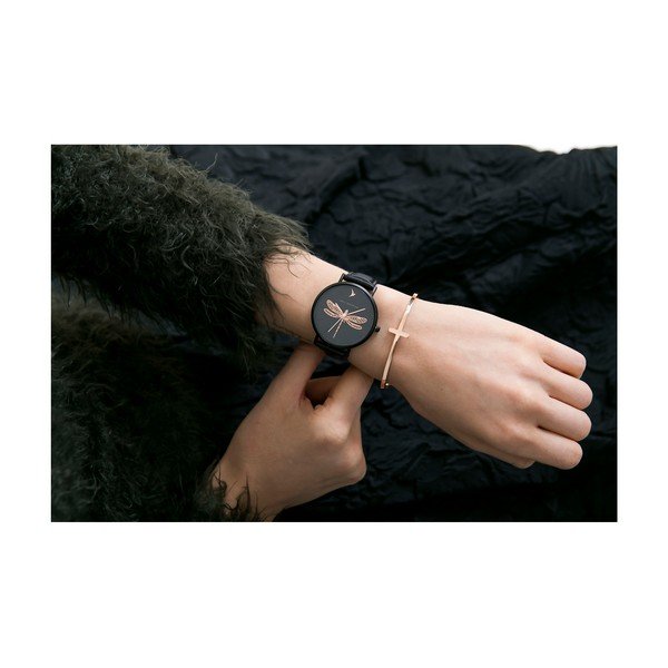 Dámské hodinky s páskem z pravé kůže v černé barvě Emily Westwood Fly-image-4