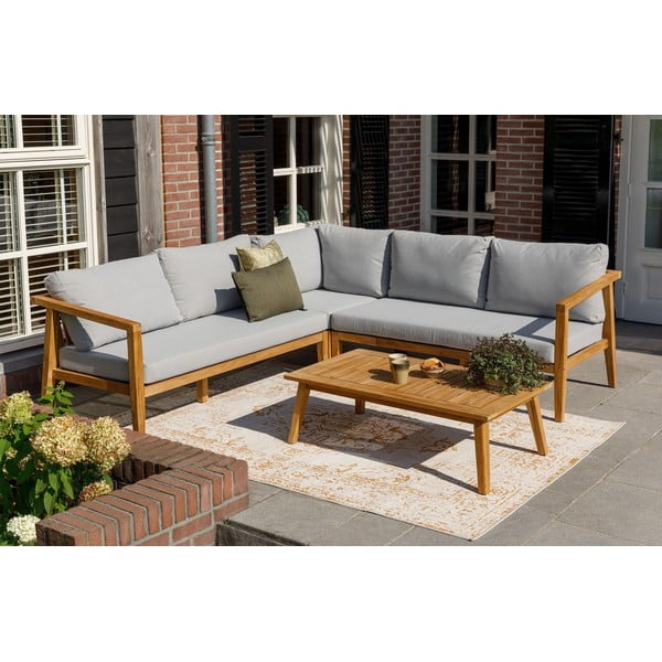 Šedý/v přírodní barvě zahradní lounge set z teakového dřeva pro 4 osoby Lucca – WOOOD-image-1