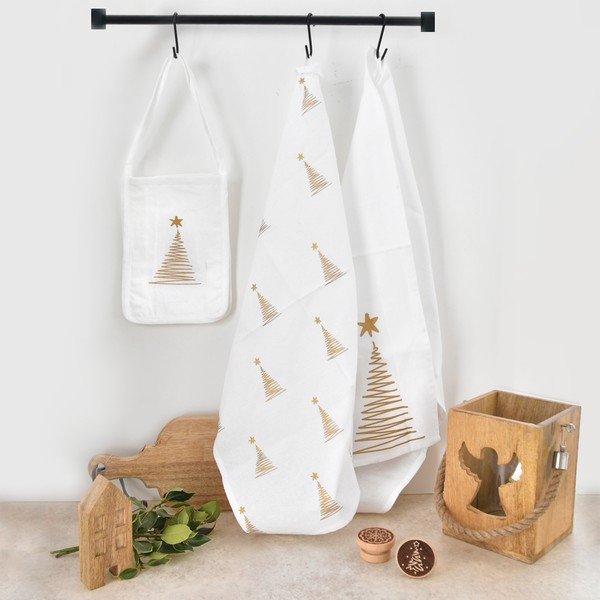 Bavlněné utěrky s taškou s vánočním motivem v sadě 50x70 cm – Orion-image-1