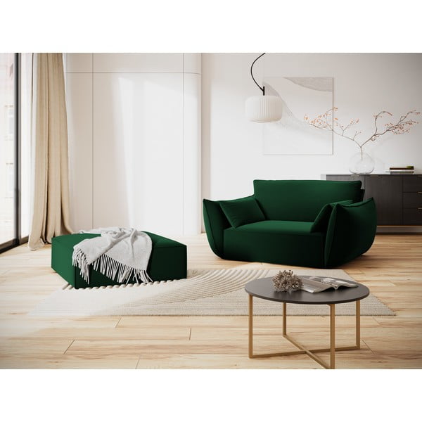 Tmavě zelená sametová podnožka Vanda – Mazzini Sofas-image-1