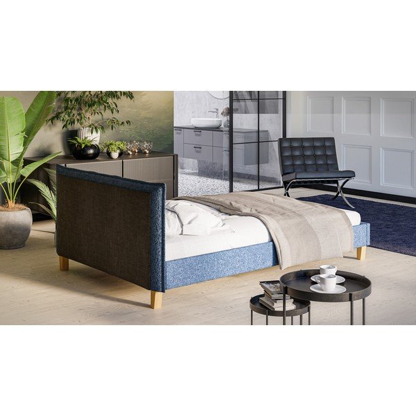 Modrá čalouněná dvoulůžková postel s roštem 140x200 cm Tina – Ropez-image-3