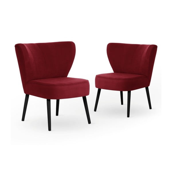 Sada 2 červených jídelních židlí s černými nohami My Pop Design Hamilton