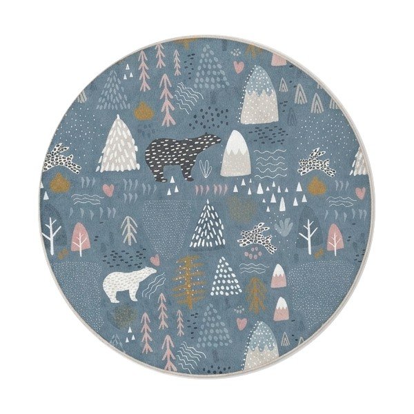 Modrý pratelný dětský koberec ø120 cm Forest Land – Mila Home