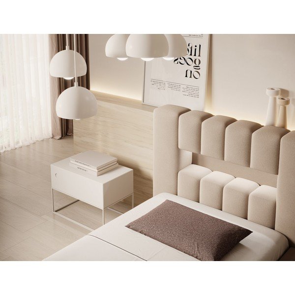 Světle hnědá čalouněná jednolůžková postel s úložným prostorem s roštem 90x200 cm Lamica – ELTAP-image-4