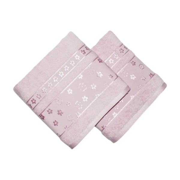 Sada 2 růžových ručníků z bavlny Blossom, 50 x 90 cm