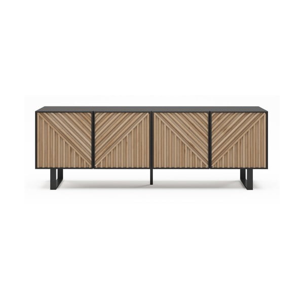 TV stolek v dekoru dubu v černo-přírodní barvě 161x55x35 cm Alana – Marckeric